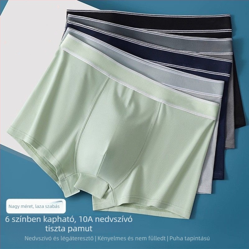 5 darabos férfi boxeralsó, egyszínű, lélegző, középmagas derekú, nagy méret