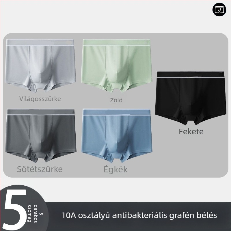 5 darabos férfi boxeralsó, egyszínű, lélegző, középmagas derekú, nagy méret