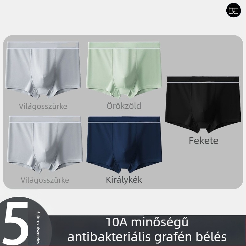 5 darabos férfi boxeralsó, egyszínű, lélegző, középmagas derekú, nagy méret