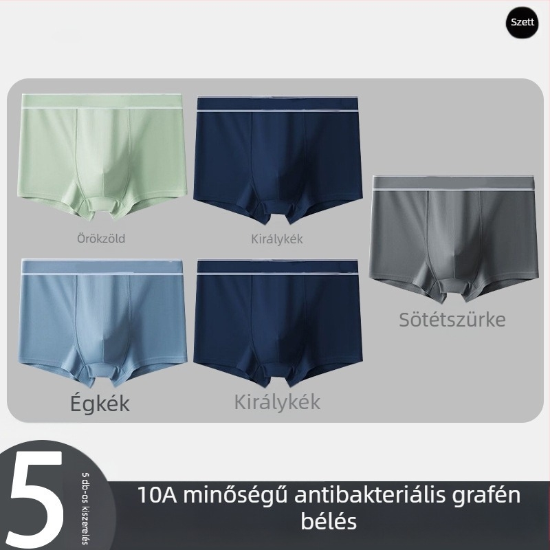 5 darabos férfi boxeralsó, egyszínű, lélegző, középmagas derekú, nagy méret