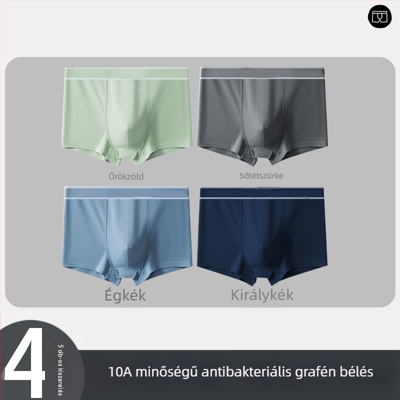 5 darabos férfi boxeralsó, egyszínű, lélegző, középmagas derekú, nagy méret