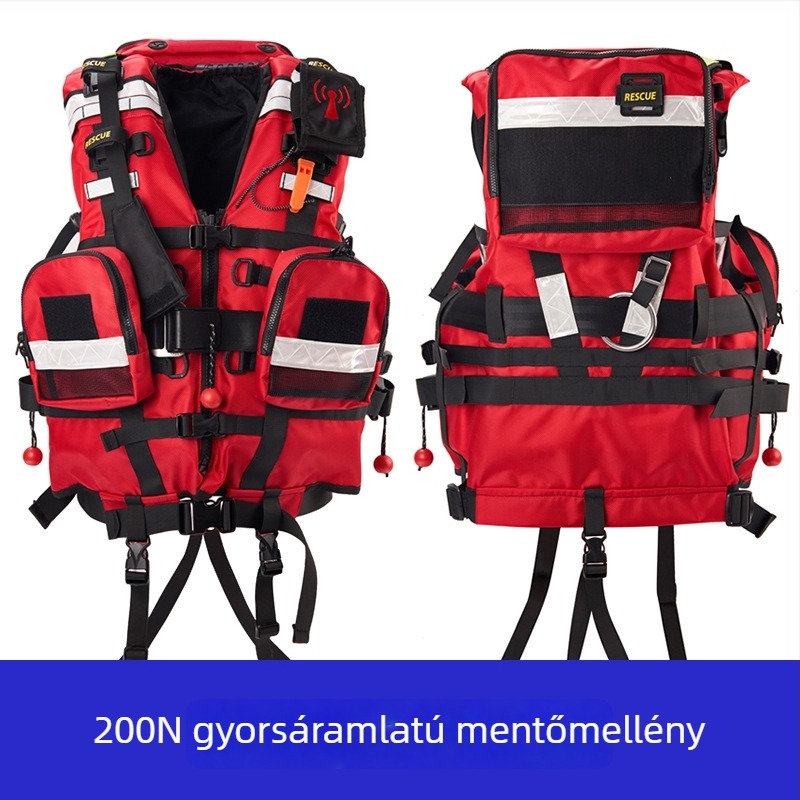 Magas úszóerővel rendelkező mentőmellény vízi mentéshez, 200N, nehéz sürgősségi tűzvédelmi mellény