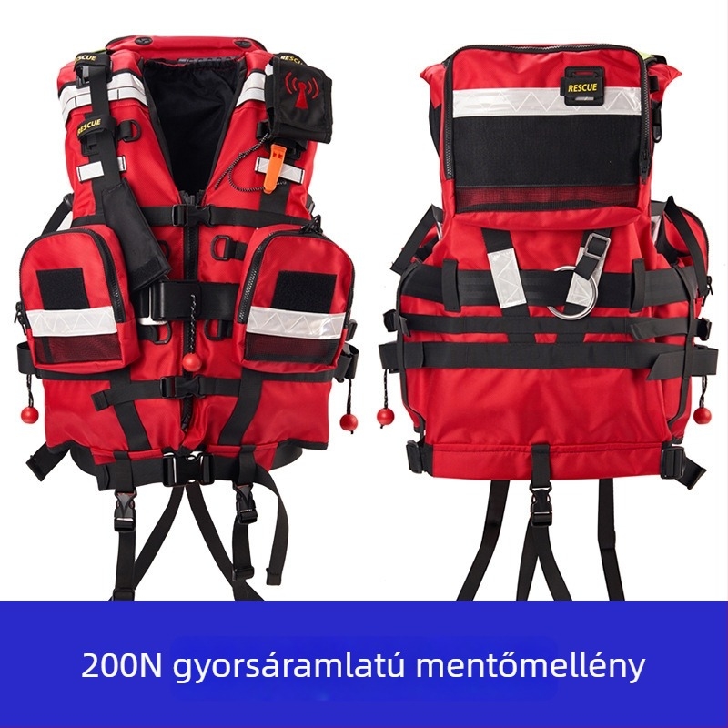 Magas úszóerővel rendelkező mentőmellény vízi mentéshez, 200N, nehéz sürgősségi tűzvédelmi mellény
