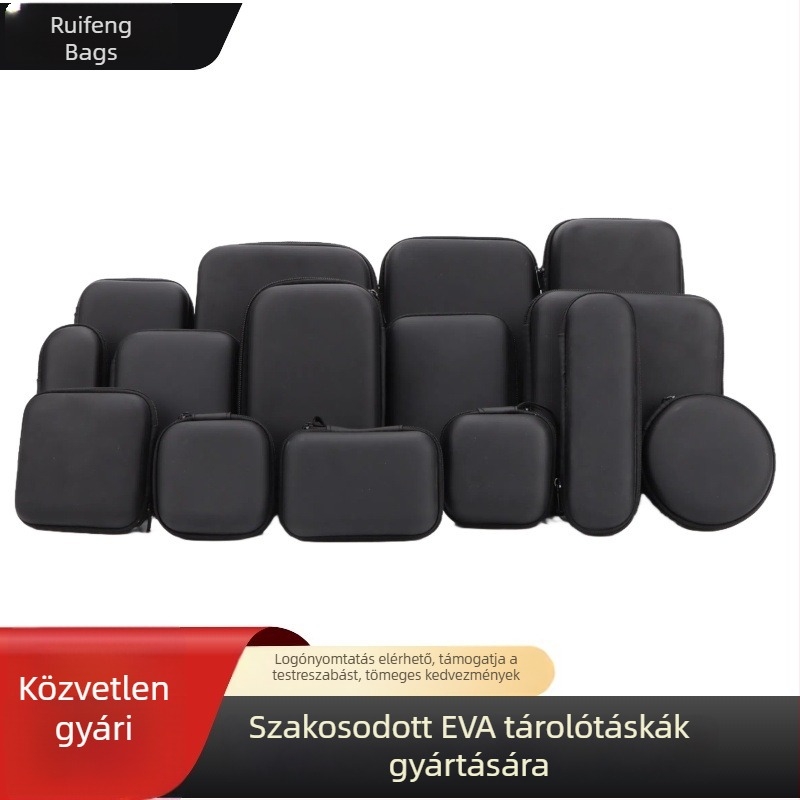 Eva tároló tok 3C elektronika és fülhallgatók számára, kör alakú vízálló kemény tok, testreszabható EVA doboz
