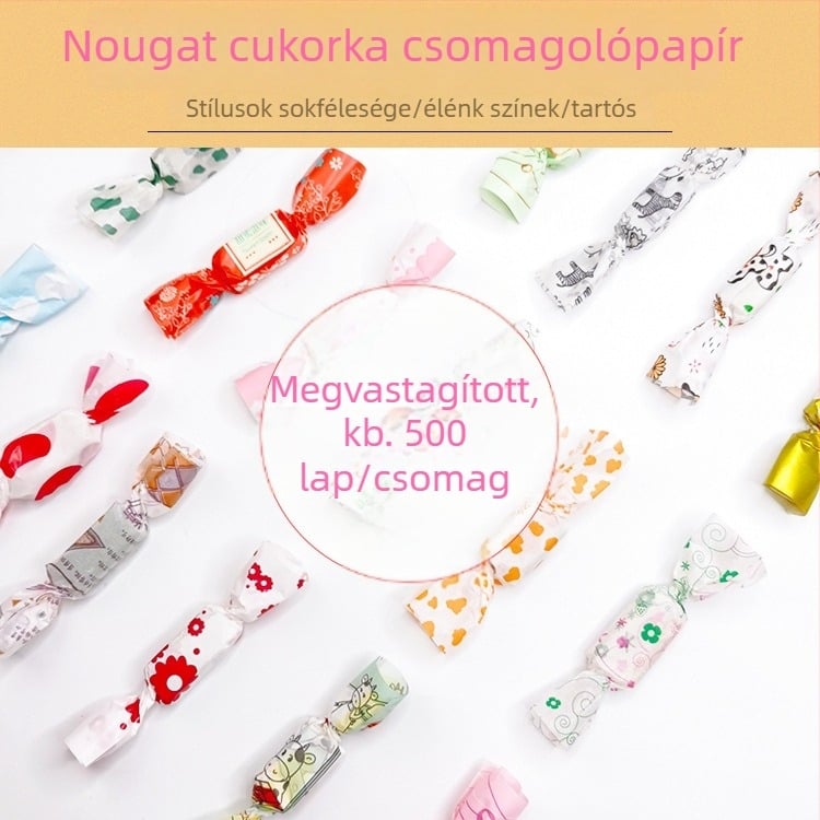 Vastagított nugát és édesség csomagolópapír, flexográfiás nyomással, 500 darab