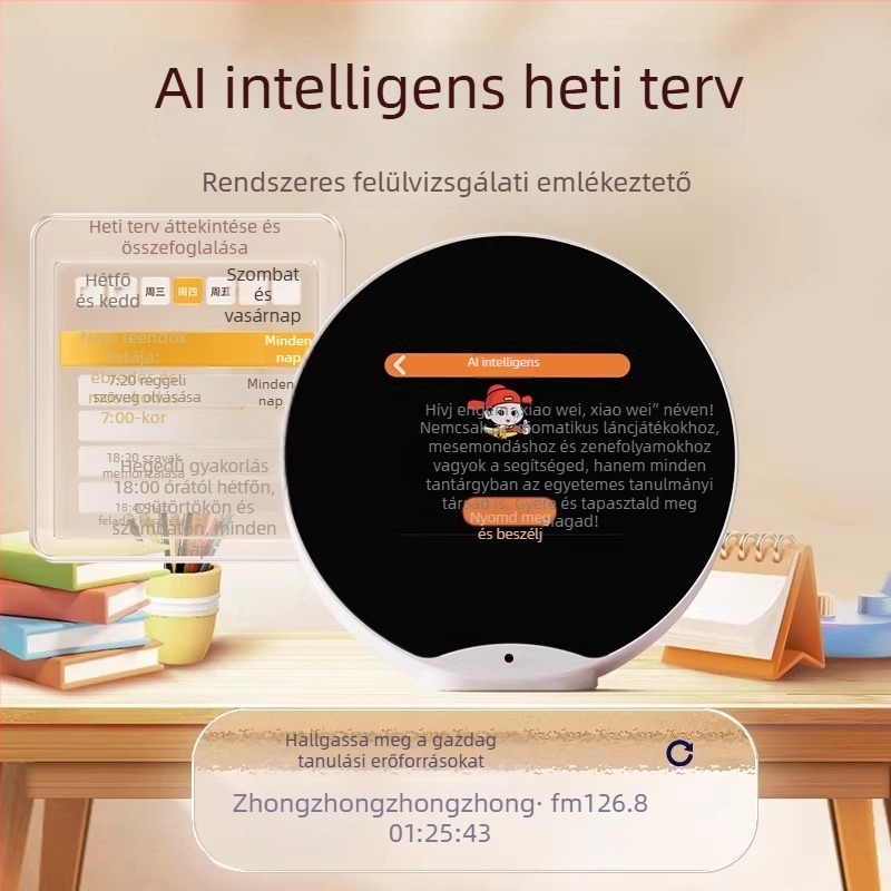 AI időgazdálkodó robot, intelligens ébresztőóra, interaktív beszélgető játék, gyerekeknek meséket tanító oktatógép, mini tanulási eszköz