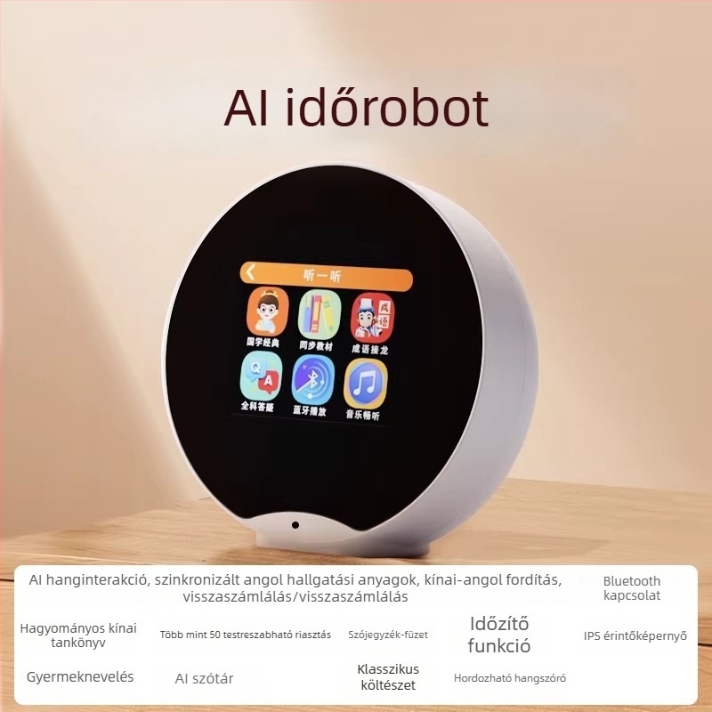 AI időgazdálkodó robot, intelligens ébresztőóra, interaktív beszélgető játék, gyerekeknek meséket tanító oktatógép, mini tanulási eszköz