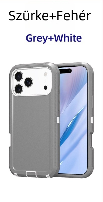 iPhone 17 Pro Max védőtok kettős rétegű PC+TPU, egyszínű, ütésálló védelem