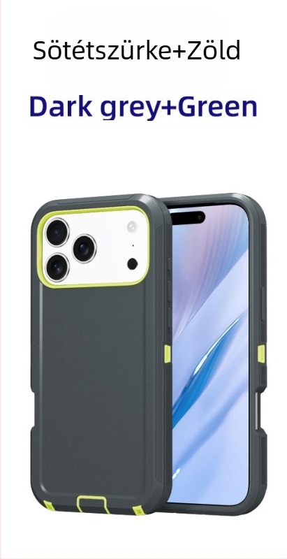 iPhone 17 Pro Max védőtok kettős rétegű PC+TPU, egyszínű, ütésálló védelem