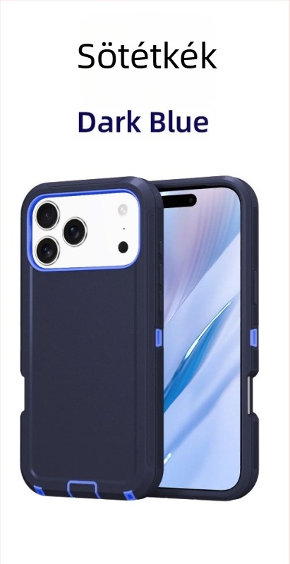 iPhone 17 Pro Max védőtok kettős rétegű PC+TPU, egyszínű, ütésálló védelem