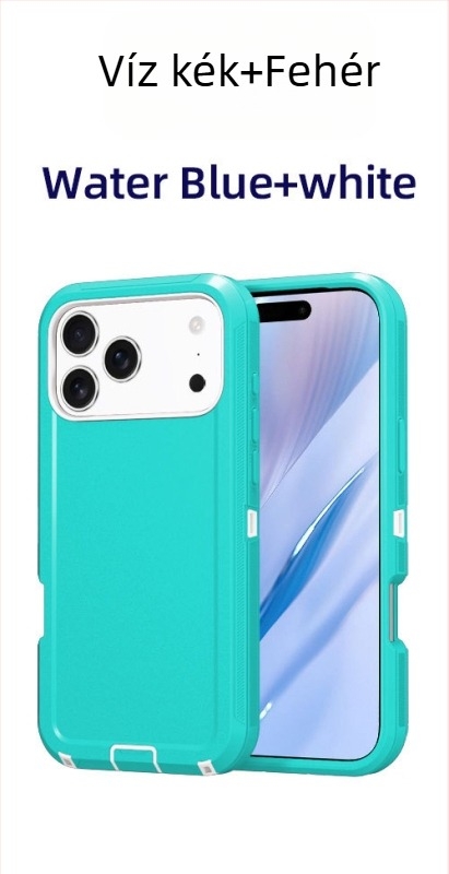 iPhone 17 Pro Max védőtok kettős rétegű PC+TPU, egyszínű, ütésálló védelem