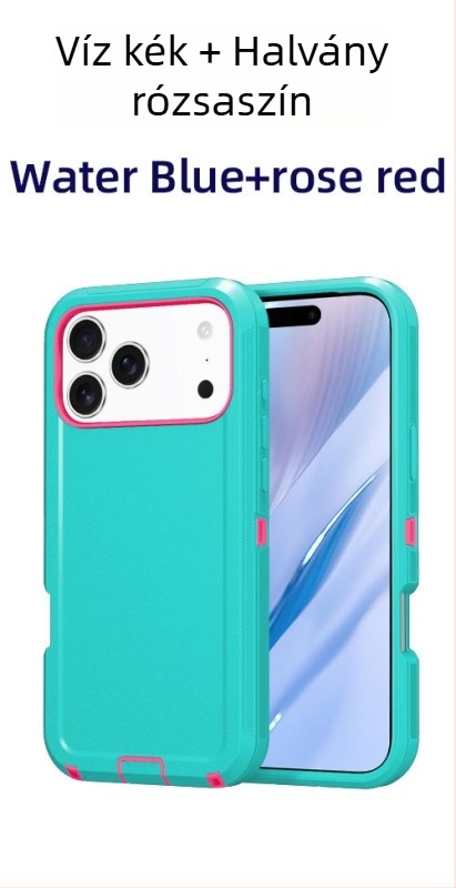 iPhone 17 Pro Max védőtok kettős rétegű PC+TPU, egyszínű, ütésálló védelem