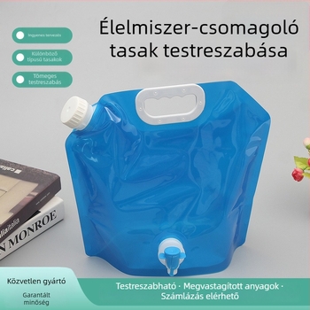 Kemping víztartály puha ivócsővel, élelmiszer-minőségű víztároló, hordozható, összecsukható, nagy kapacitás, egyedi gyártás
