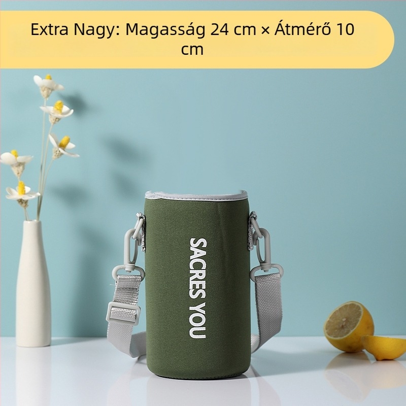 Univerzális hőszigetelt védőtok nagy kapacitású vízpalackhoz keresztpánttal