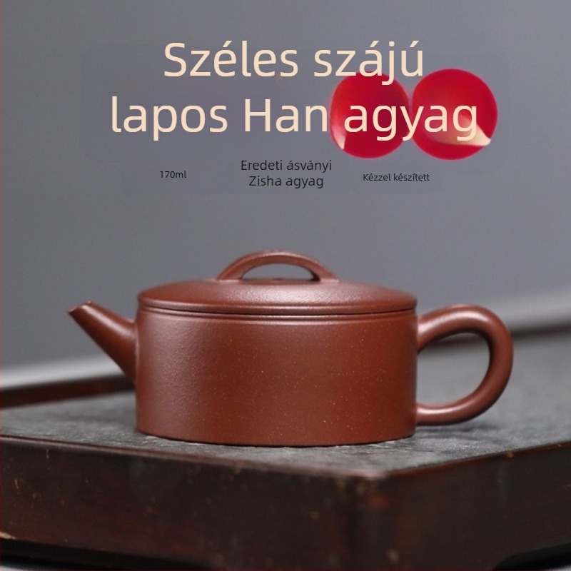 Yixing autentikus lila agyag teáskanna készlet – eredeti mineral lila agyag, széles nyakú, prémium otthoni teáskészlet