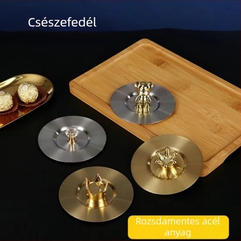 Rozsdamentes acél bögréfedél, univerzális kör alakú méret, medve motívum, kiegészítő a bögréhez