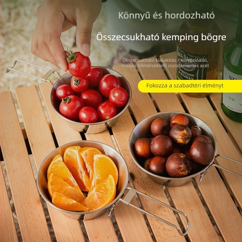 304 rozsdamentes acélból készült összecsukható pohár kempingezéshez és túrázáshoz, széles nyílású tea- és kávés pohár, hegymászathoz használható víz pohár
