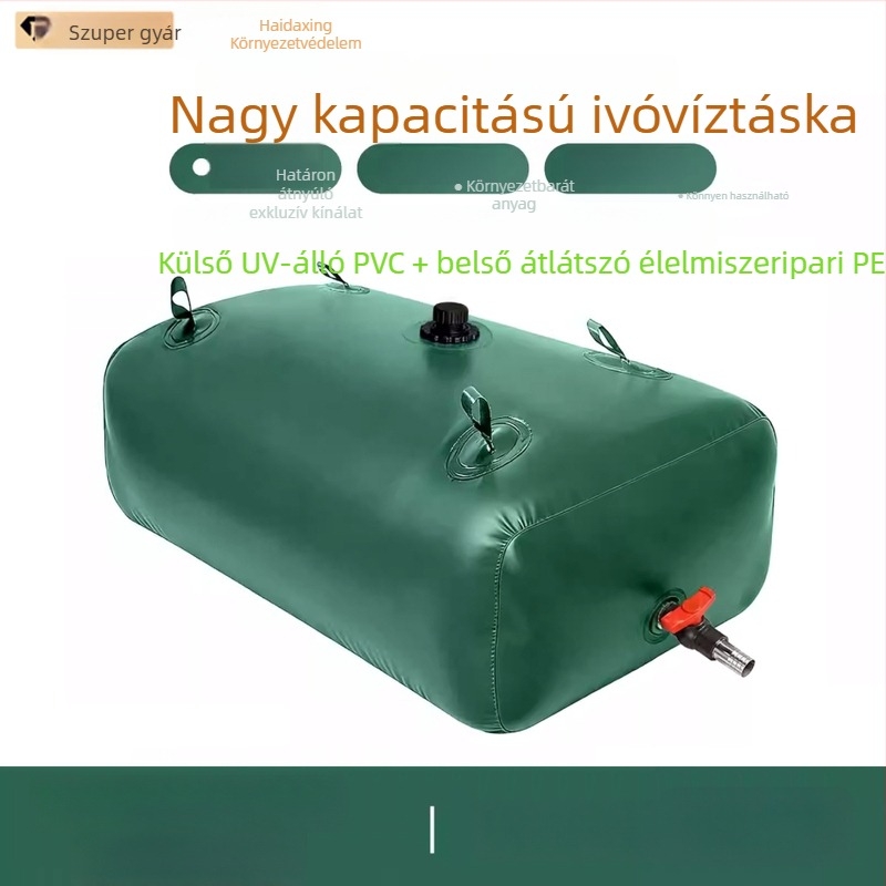 Élelmiszer-minőségű ivóvíztáska kültéri használatra, járműbe szerelhető víztároló, összecsukható rugalmas víztartály