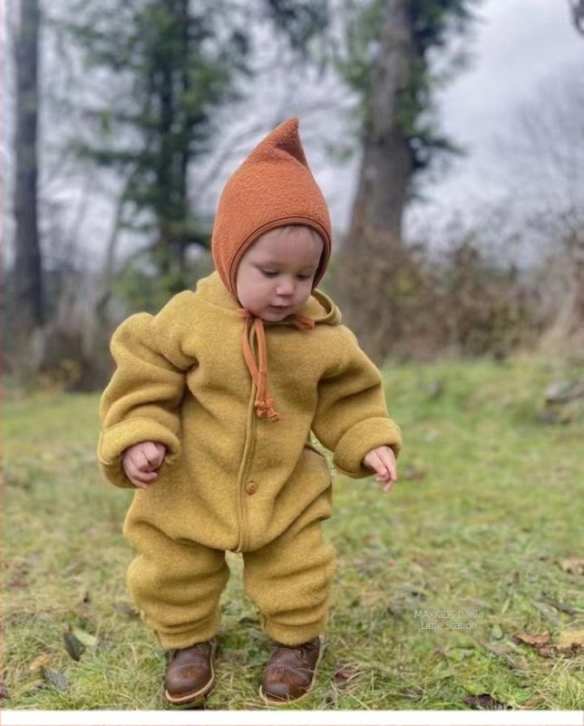 Uniszex gyermek fleece overál kapucnival, nordikus téli stílus, 2025