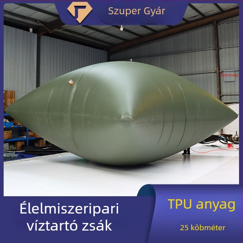 Élelmiszer-minőségű TPU vízzsák, 25 L, párna alakú, kültéri ivóvíz tárolására