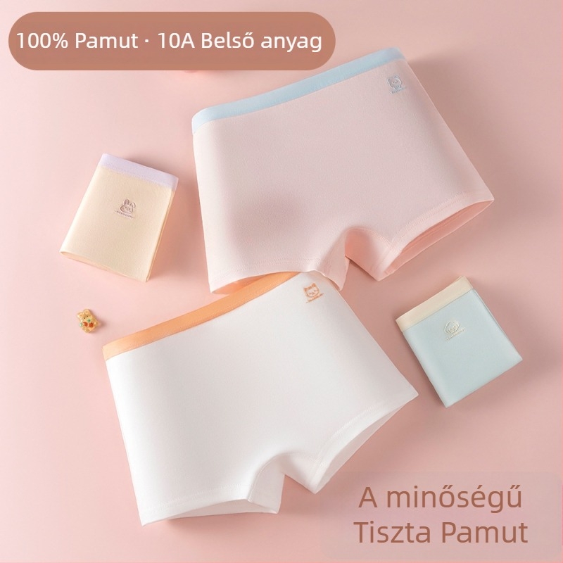 Class A lányok pamut alsónadrág, 10A antibakteriális, varrat nélküli, középmagasságú, nagyobb gyermekeknek, 2 az 1-ben
