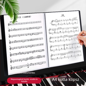 Zongora kotta mappa, A4 méret, bővíthető átlátszó betétekkel, diák kotta könyv