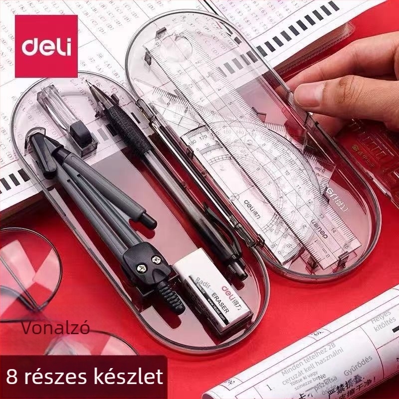 Deli 9591 Iskolai rajzkészlet: körző és vonalzó geometriai alakzatokhoz
