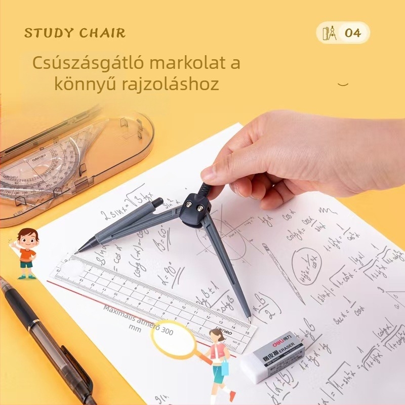 Deli 9591 Iskolai rajzkészlet: körző és vonalzó geometriai alakzatokhoz