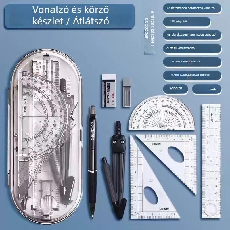 Deli 9591 Iskolai rajzkészlet: körző és vonalzó geometriai alakzatokhoz