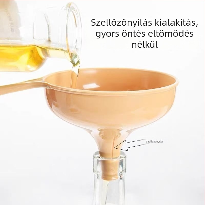 Hosszú nyélű műanyag tölcsér konyhai folyadékadagoláshoz – olaj és bor öntéséhez