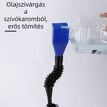 Hordozható üzemanyag tölcsér teleszkópos tömlővel és snap-on csatlakozóval autókhoz és motorkerékpárokhoz