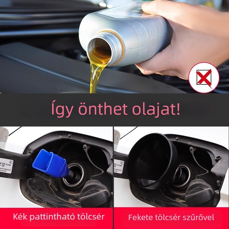 Hordozható üzemanyag tölcsér teleszkópos tömlővel és snap-on csatlakozóval autókhoz és motorkerékpárokhoz