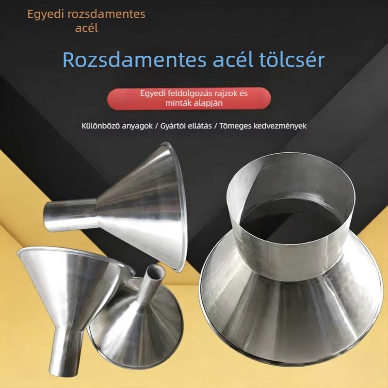 304/316L rozsdamentes acélból készült nagy átmérőjű tölcsér, kis átmérőjű reduktor, ipari hopper, négyszögletes tölcsér