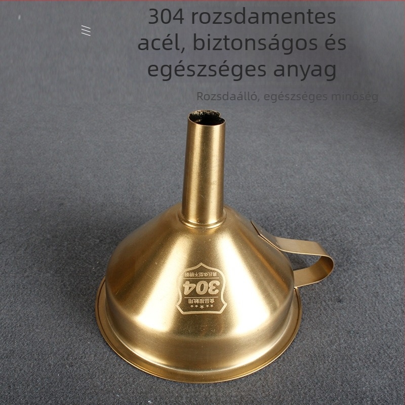 304 rozsdamentes acél tölcsér hosszú nyéllel olaj és bor öntéséhez, mérő kiöntőcsővel, vintage stílus