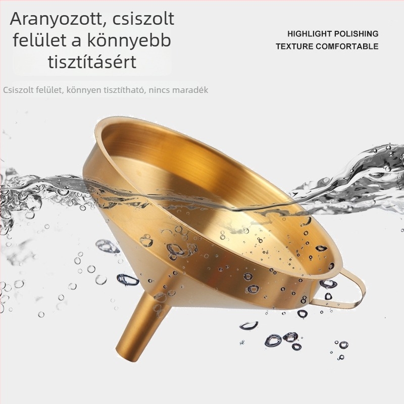 304 rozsdamentes acél tölcsér hosszú nyéllel olaj és bor öntéséhez, mérő kiöntőcsővel, vintage stílus