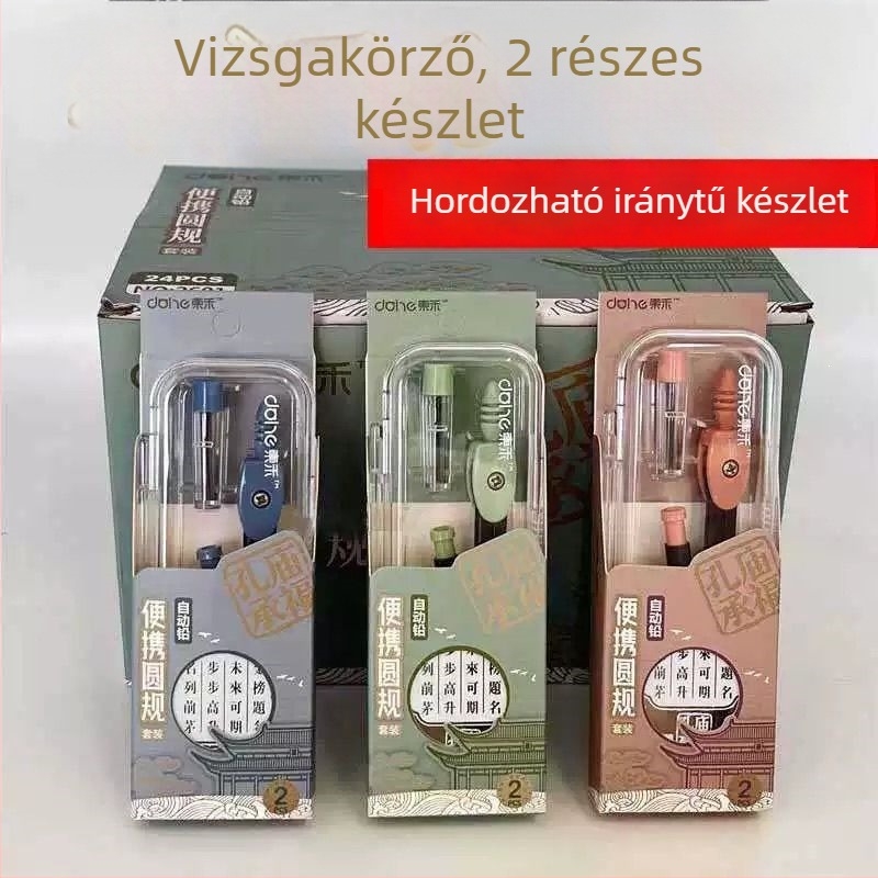 Fém körző diákoknak automata ceruzával, letisztult professzionális matematikai rajzeszköz