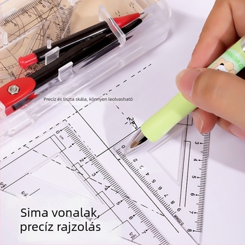 Kreatív aranylistás körző készlet háromszög vonalzóval és grafitmaggal