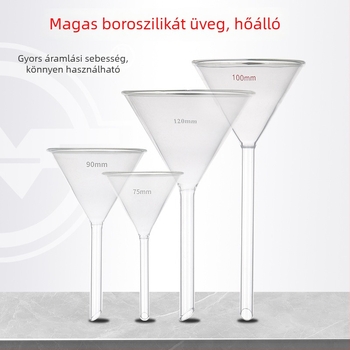 1504 Bóroszilikát üvegből készült tölcsér, hosszú és rövid nyakkal, háromszög alakú laboratóriumi kúpos tölcsér, megvastított kivitel