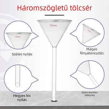 1504 Bóroszilikát üvegből készült tölcsér, hosszú és rövid nyakkal, háromszög alakú laboratóriumi kúpos tölcsér, megvastított kivitel