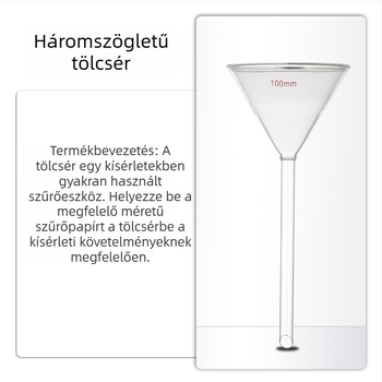 1504 Bóroszilikát üvegből készült tölcsér, hosszú és rövid nyakkal, háromszög alakú laboratóriumi kúpos tölcsér, megvastított kivitel