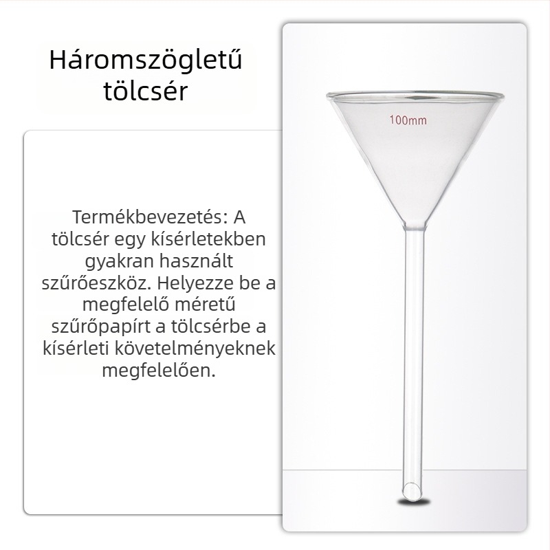 1504 Bóroszilikát üvegből készült tölcsér, hosszú és rövid nyakkal, háromszög alakú laboratóriumi kúpos tölcsér, megvastított kivitel
