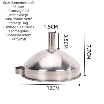 Rozsdamentes acél olajtölcsér, 201-es minőségű, konyhai eszköz, csöpögés elleni