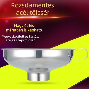 304 rozsdamentes acélból készült konyhai tölcsér, széles szájú, saláta, lekvár és savanyúság számára