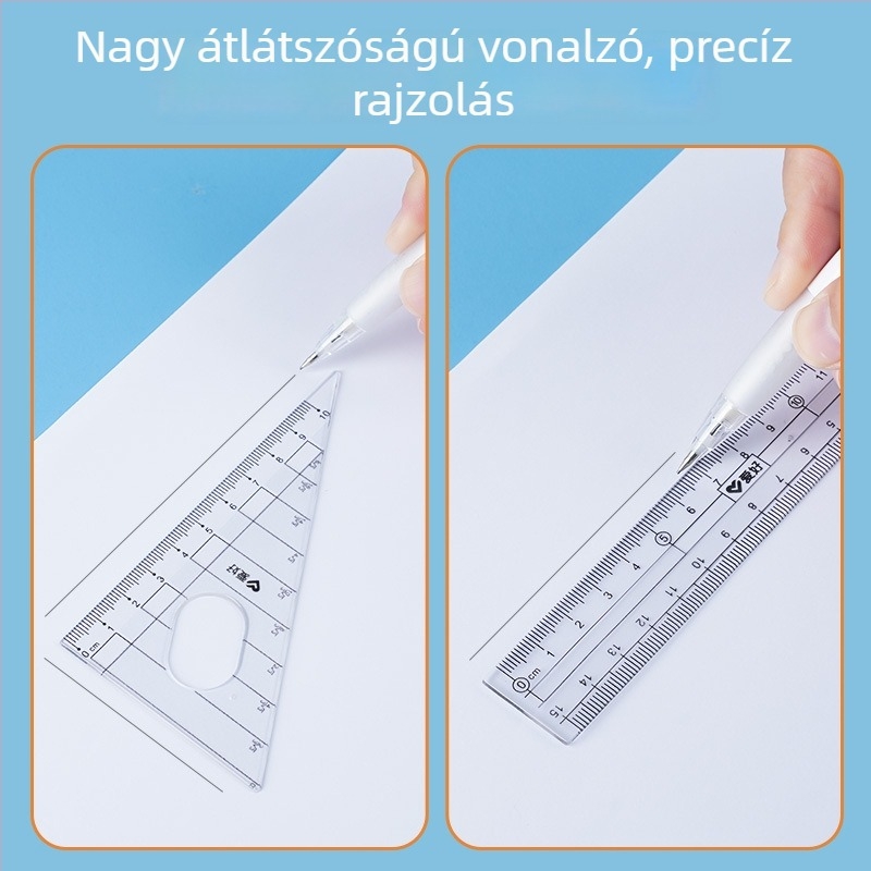 Hobby Compass 7-részes rajzeszköz-készlet: háromszög, szögmérő, vonalzók, hordozható