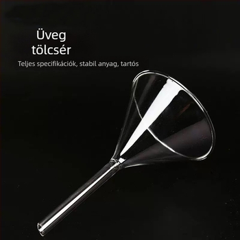 Üveg háromszög- és konusz tölcsér, kémiai tölcsér, átmérők 60/75/90/100/120/150 mm