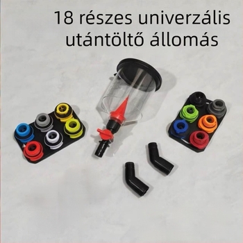 18 darabos autóhűtőfolyadék-töltő tölcsérkészlet, univerzális több modellhez, hordozható, mindent egyben töltésére