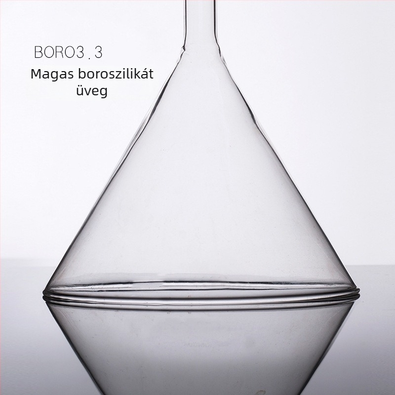 Üveg konuszos háromszög alakú tölcsér rövid nyakkal, 40 mm, hőálló