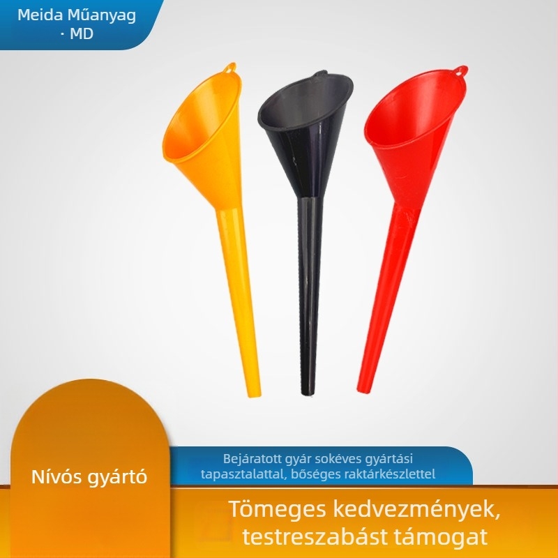 Autók és motorkerékpárok számára hosszú szájú tölcsér, vastagított műanyagból, multifunkcionális, kis méret, 26 cm hosszú, 8,7 cm nyílás