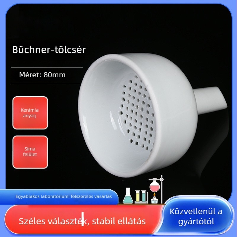 Buchner tölcsér kerámia, porcelán, 80 mm, szívófiltrációhoz