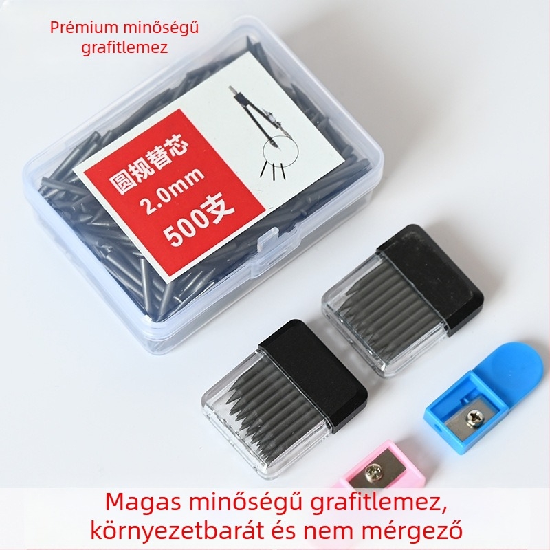 2,0 mm körző grafitmag – rozsdamentes acél refill, 3-in-1, körök rajzolásához, diákok és vizsgák a tervezésben